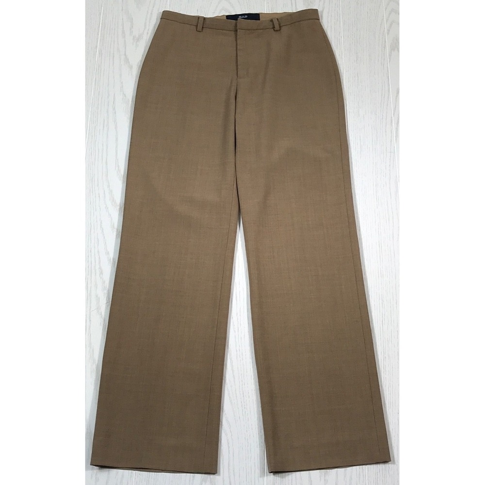 Vintage Gap Wool Blend Trousers Women 4 Brown Wide Leg Classic Fit Stretch Y2K